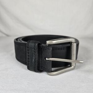 Columbia Leather Belt Mens 38 Black Silver Buckle NWOT Casual Dress Work Classic